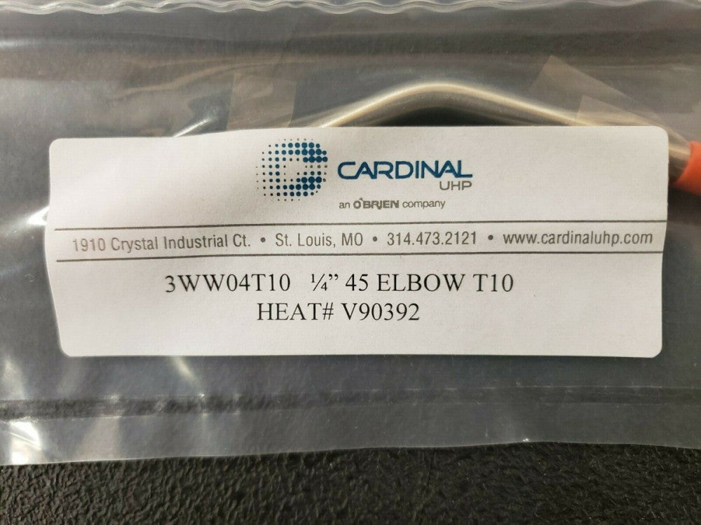 NEW, CARDINAL UHP, 3WW-04-T10,Tubular Fitting, Elbow 45, .250" (.035")