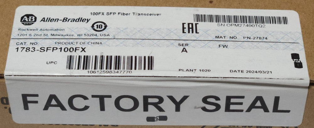 SEALED ALLEN BRADLEY 1783 SFP100FX MODEL 100FX Fiber Optic Transceiver 1783-SFP1