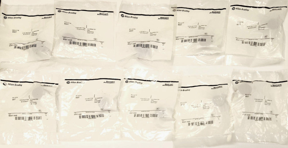 LOT OF 10 ALLEN BRADLEY 800T N40 Illuminated Red Indicating Pilot Light Head Cap