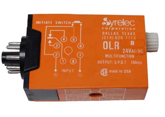 SYRELEC OLRB Timing Relay Timer Module 24 VAC VDC 8 PIN SPDT 10 AMP Multifunctio