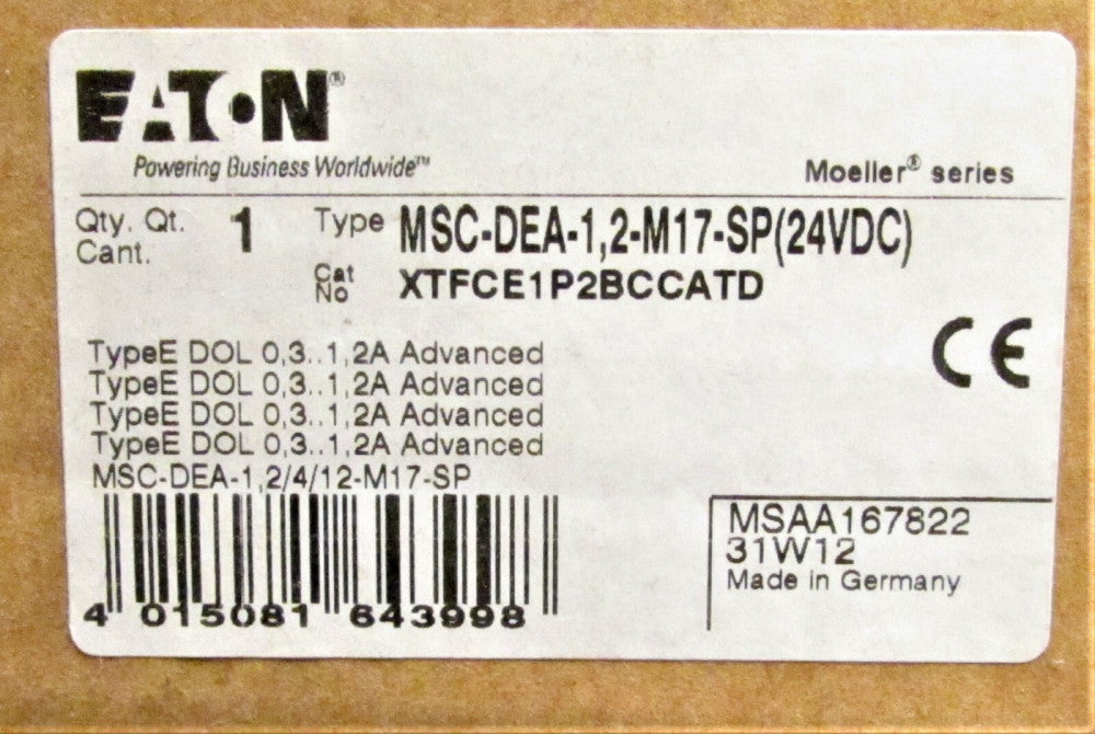 EATON KLOCKNER MSC DEA 1,2 M17 SP 24VDC Manual Starter XTFCE1P2BCCATD