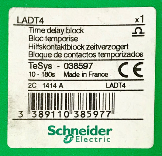 SCHNEIDER ELECTRIC LADT4 10-80 Second Time Delay Block Timer Tesys 038597
