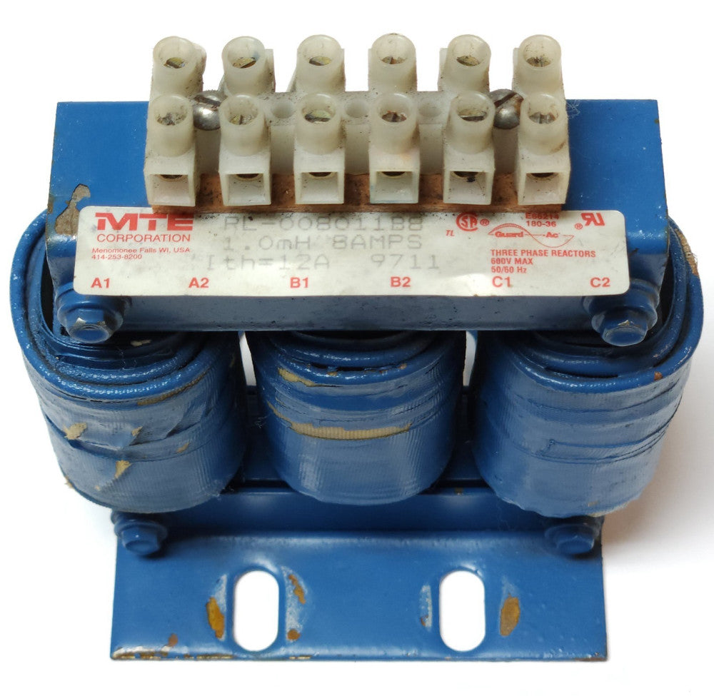 MTE RL 008011B8 3 Phase Line Reactor 1.0mH 8 AMP 600 VAC