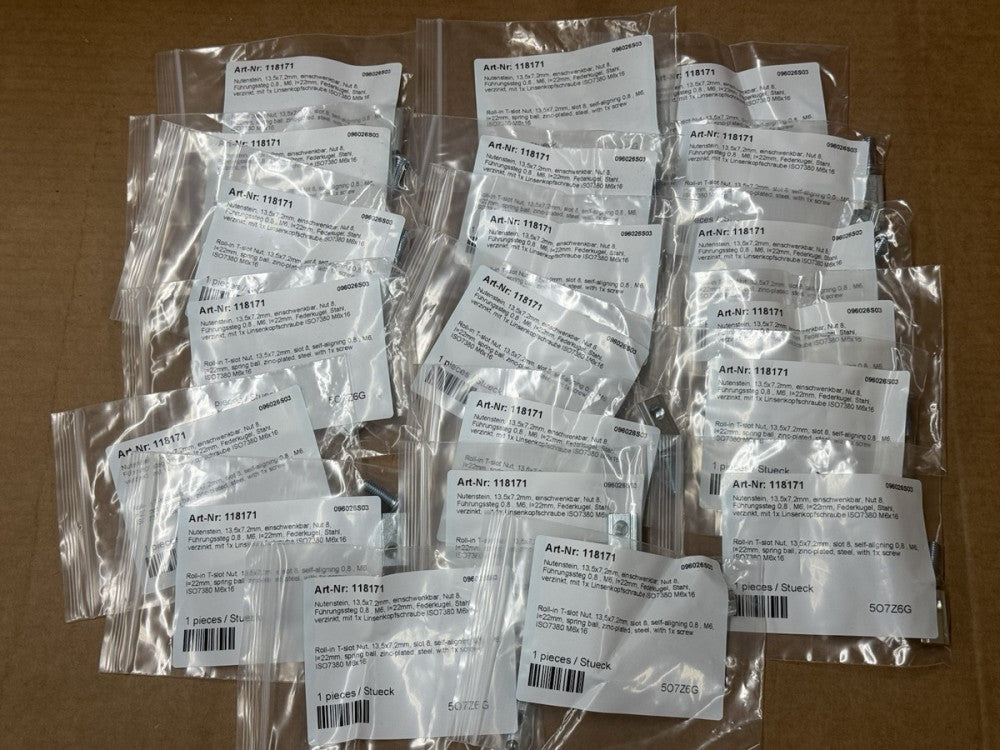 Lot of 20 - Fath 118171 Roll-in T-Slot Nut, 13.5x7.2mm, Slot 8 - New