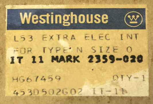 WESTINGHOUSE CUTLER HAMMER L53 Extra Electrical Interlock Type N Lifeline Size 0
