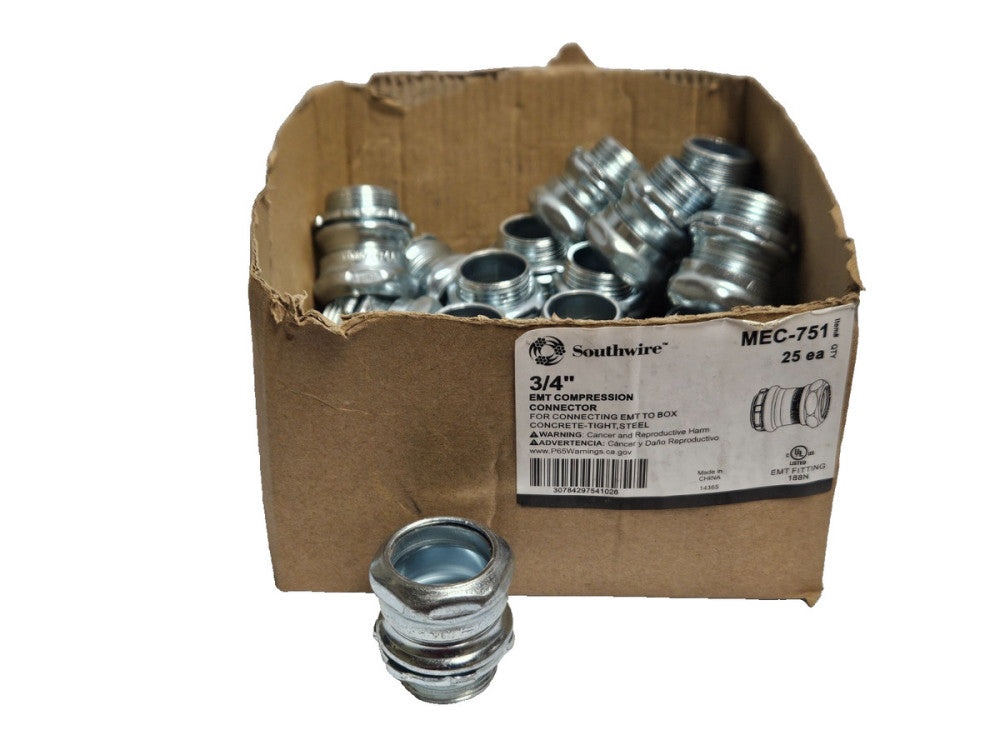 (25) Southwire MEC-751 Concrete Tight EMT To Box Compression Connector 3/4"