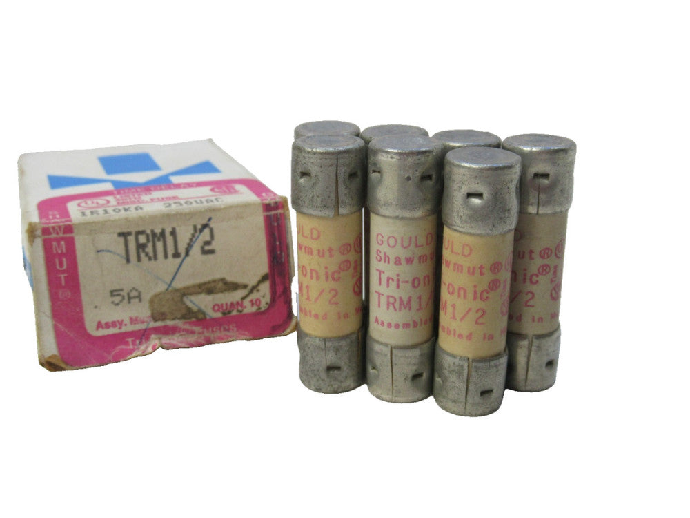 (NEW - Box of 7) GOULD SHAWMUT TRM 1/2 1/2 A Amp Amp Tri-Onic Fuse
