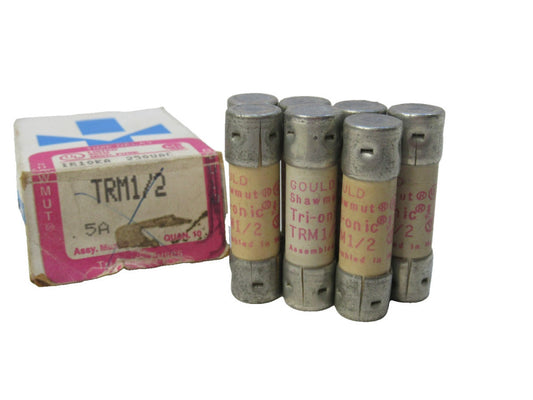 (NEW - Box of 7) GOULD SHAWMUT TRM 1/2 1/2 A Amp Amp Tri-Onic Fuse