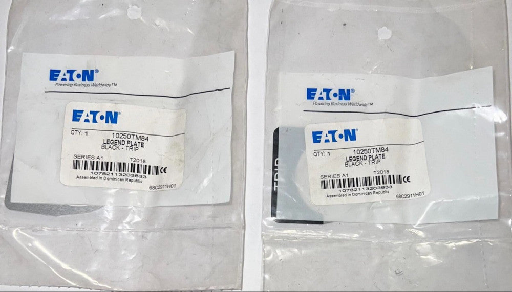 (LOT OF 2) EATON CUTLER HAMMER 10250TM84 Legend Plate BLACK Trip