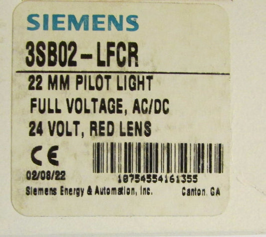 SIEMENS FURNAS 3SB02 LFCR 24 V 22 MM RED Lens Pilot Light