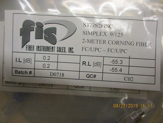 S377S2FISC FIBER INSTRUMENT SIMPLEX CABLE 9/125UM BRAND NEW LOT OF 5