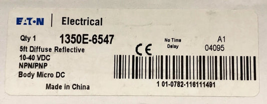EATON 1350E 6547 5Ft Diffuse Reflective Sensor 10-40 VDC 5' Micro DC Body