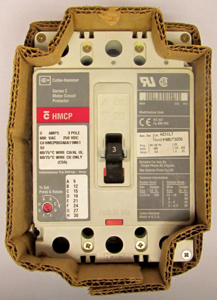 CUTLER HAMMER Motor Circuit Protector 2A 2B Terminal Block Aux HMCP003A0A11M01