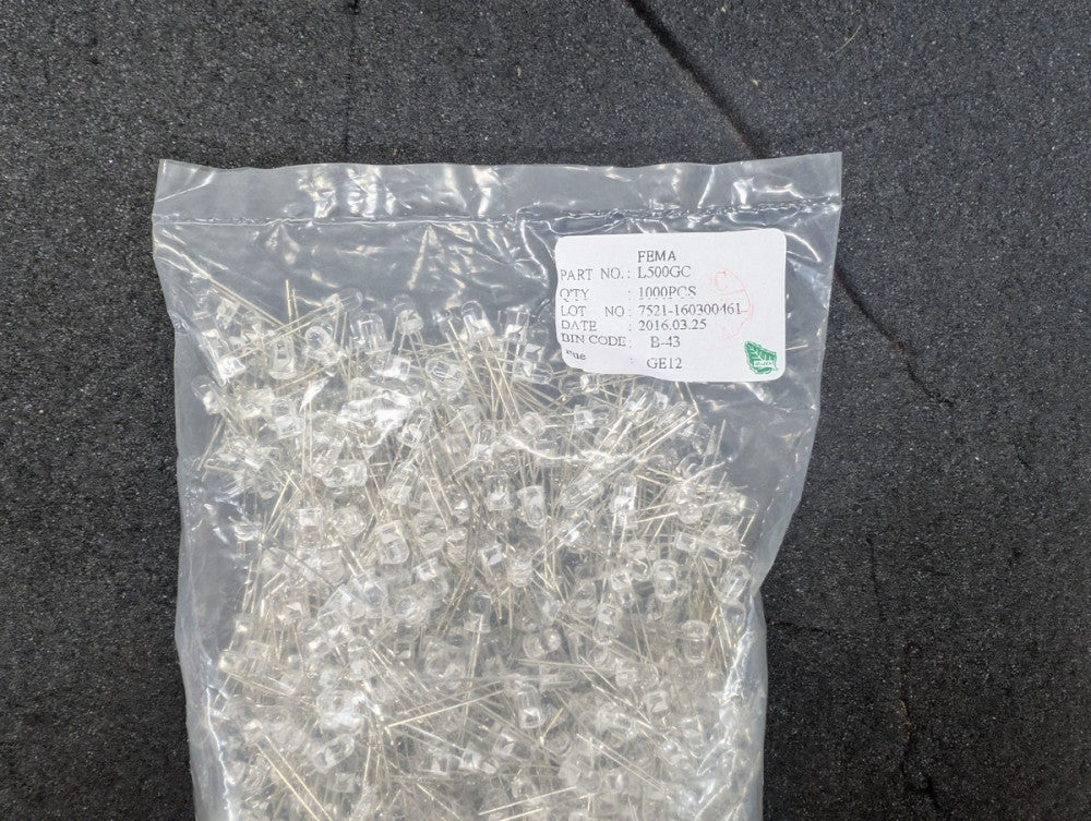 New, FEMA, L500GC, GREEN WC LED 5MM ROUND - Lot of 500pcs