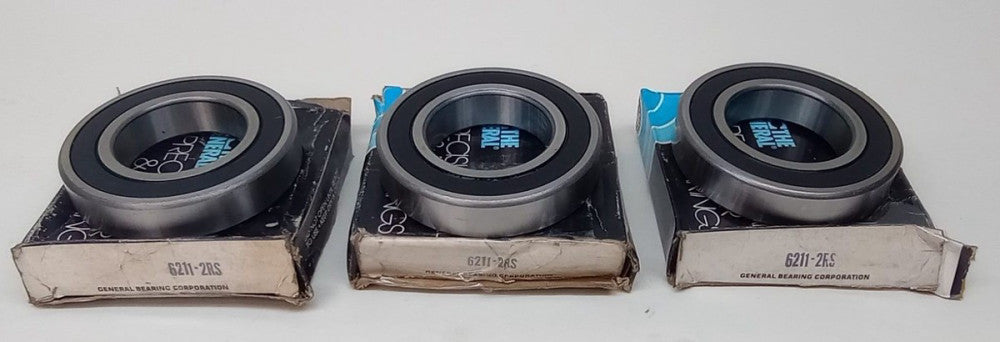 The General 6211-2RS Ball Bearing Deep Groove 55X100X21mm (Pack of 3)