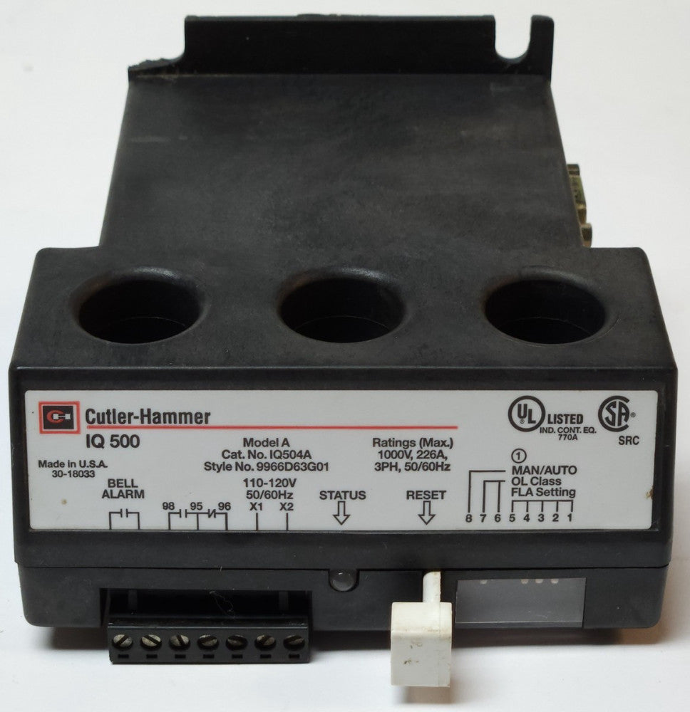 EATON CUTLER HAMMER IQ504A 120 VAC Size 4 IQ500 Modular Overload Relay 9966D63G0