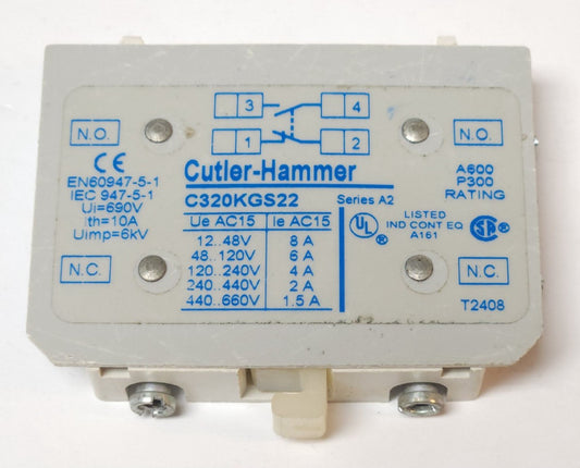 EATON CUTLER HAMMER C320KGS22 1 NO 1 NC Freedom Series Auxiliary Contact