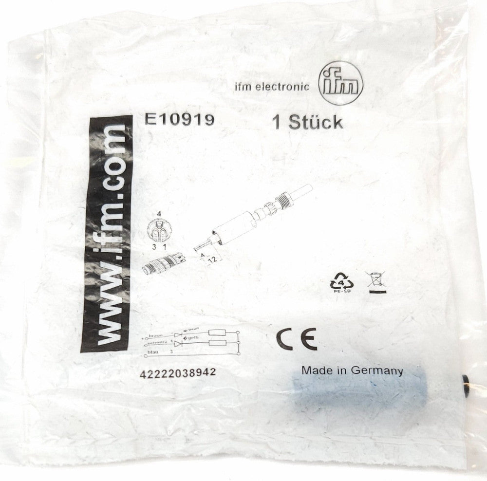 IFM ELECTRONIC E10919 M8 Wireable 3 Pin Male Connector Screw Terminal