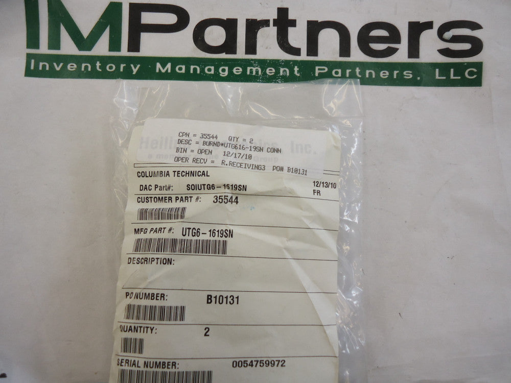 UTG6-1619SN, Souriau, Conn Plug Cable Female 19Pos, BRAND NEW!