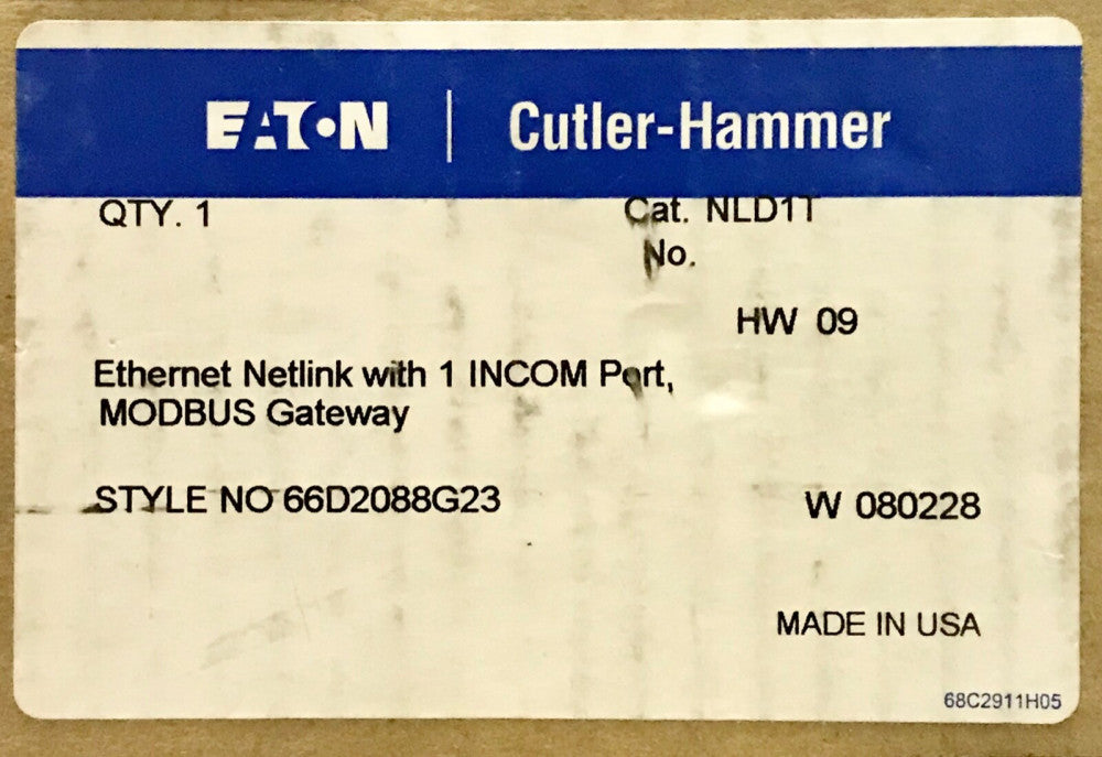 EATON CUTLER HAMMER NLD1T Modbus Gateway Ethernet Netlink Module 66D2088G23