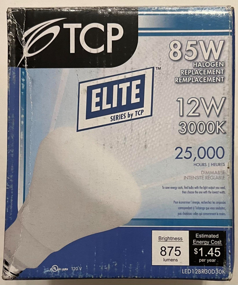 TCP ELITE LED12BR30D30K 85W Halogen Replacement Bulb 12W