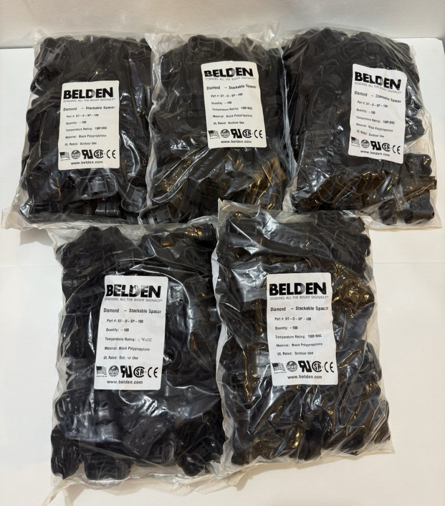 Lot of 500 - Belden DT-D-SP-100 Diamond Cable Tie Stackable Spacer Black - New