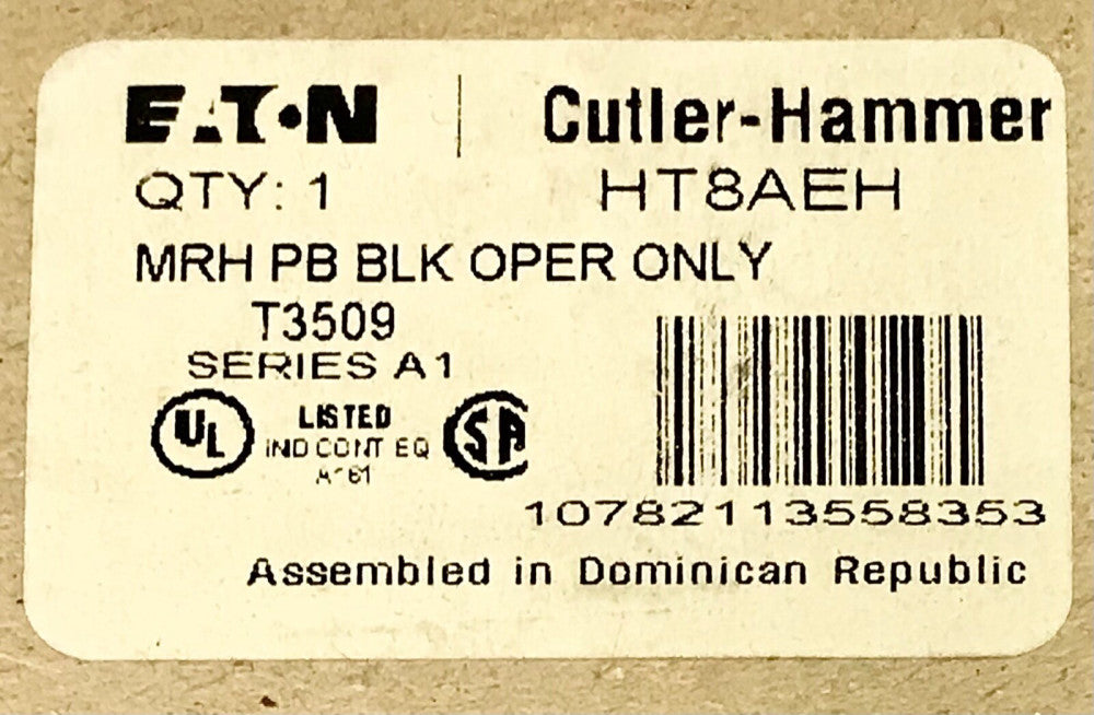 EATON CUTLER HAMMER HT8AEH BLACK Mushroom Head Momentary Pushbutton Operator