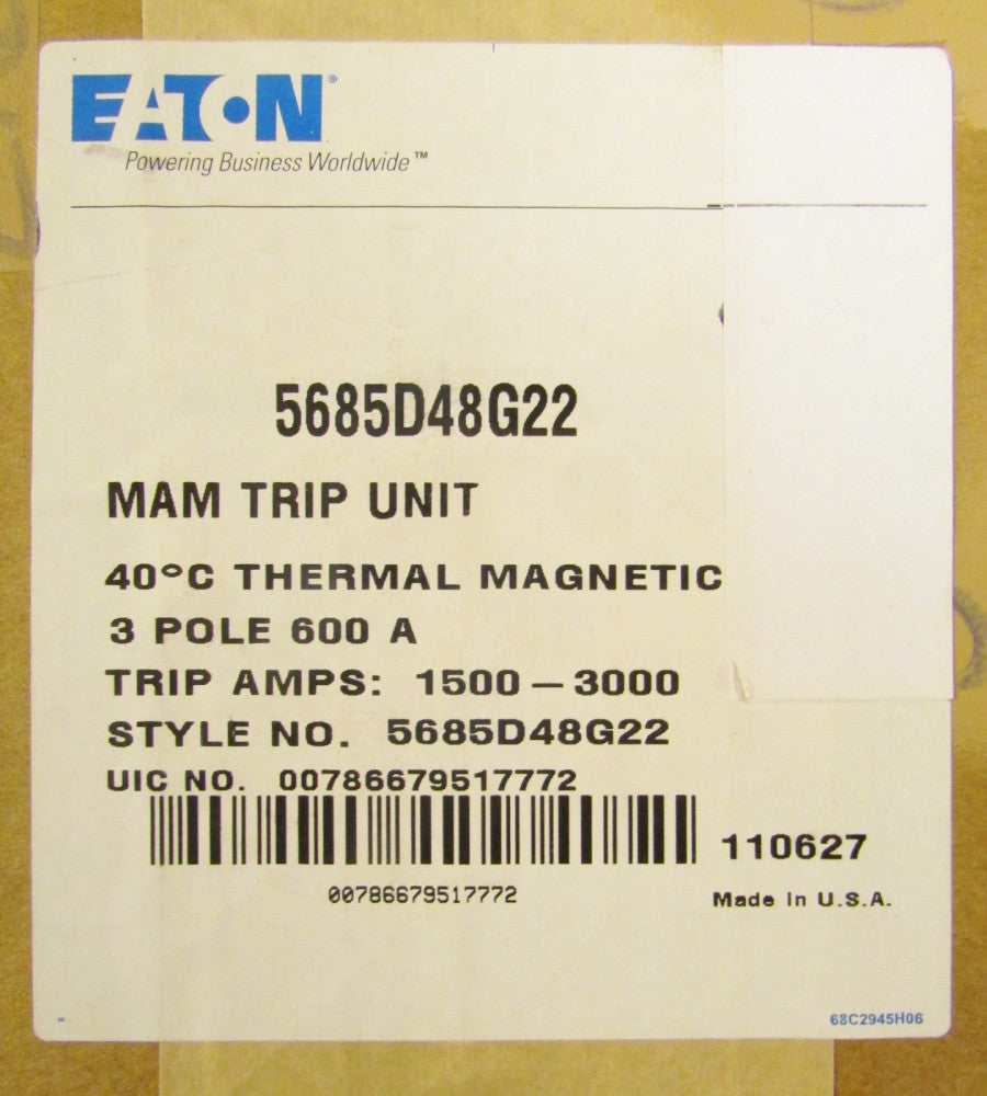 EATON CUTLER HAMMER WESTINGHOUSE MAM3600 HMAM3600 Thermal Mining Trip 5685D48G22