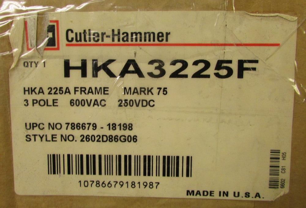 WESTINGHOUSE CUTLER HAMMER HKA3225F HKA Circuit Breaker Frame High Interrupting