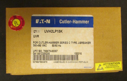 EATON CUTLER HAMMER UVH2LP15K J Breaker Undervoltage Release UVR 1481D05G06