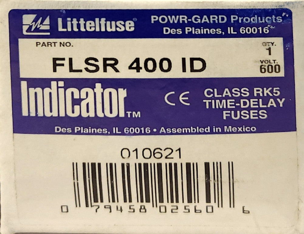 LITTELFUSE FLSR 400 ID 400 AMP 600 VAC Time Delay Indicator Fuse