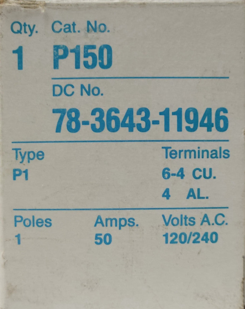 SIEMENS ITE PUSHMATIC P150 Single Pole 50 AMP Pushbutton Circuit Breaker 120 240