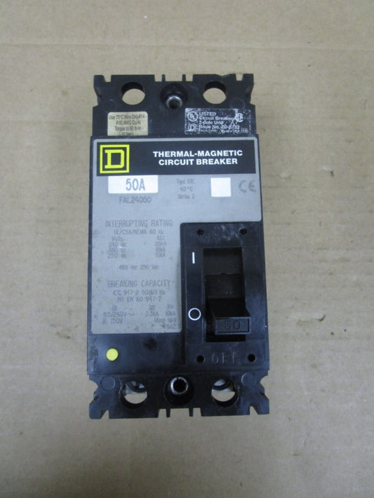 SQUARE D BREAKER FAL24050 50A 50 AMP 480Vac 2 POLE SER 2