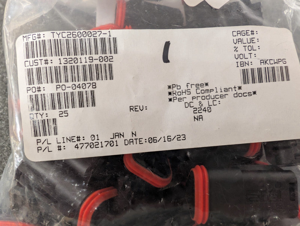 New, TE Connectivity, 2600027-1, CONN PLUG HSG 3POS - Lot of 26pcs