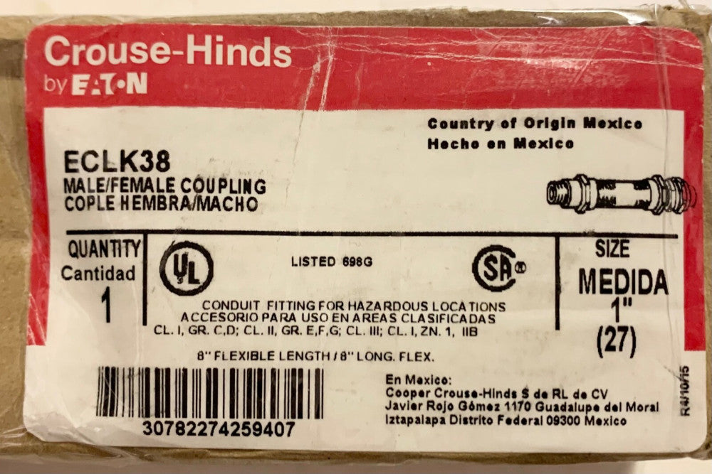 EATON CROUSE HINDS ECLK38 Size 1'' MALE FEMALE Hazardous Location Coupling 