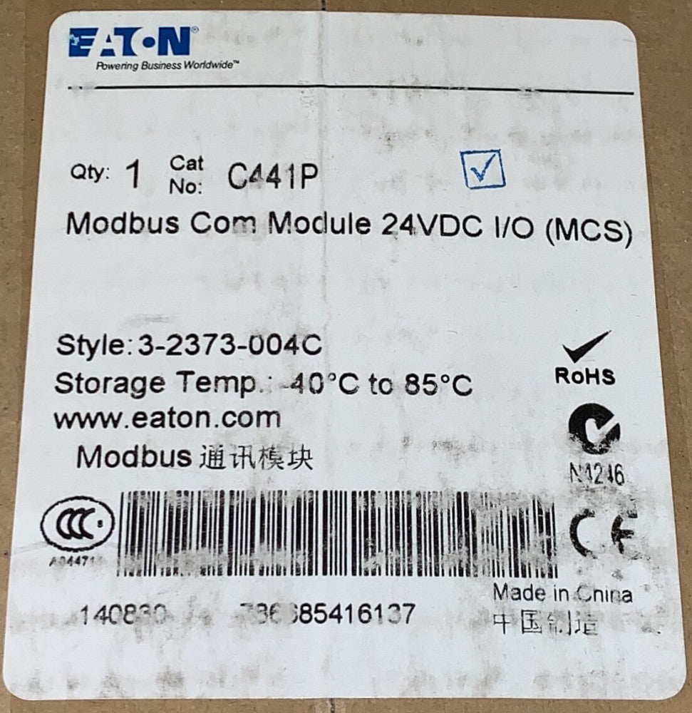 EATON CUTLER HAMMER C441P 24 VDC Modbus Communication Module I/O MCS 3 2373 004C