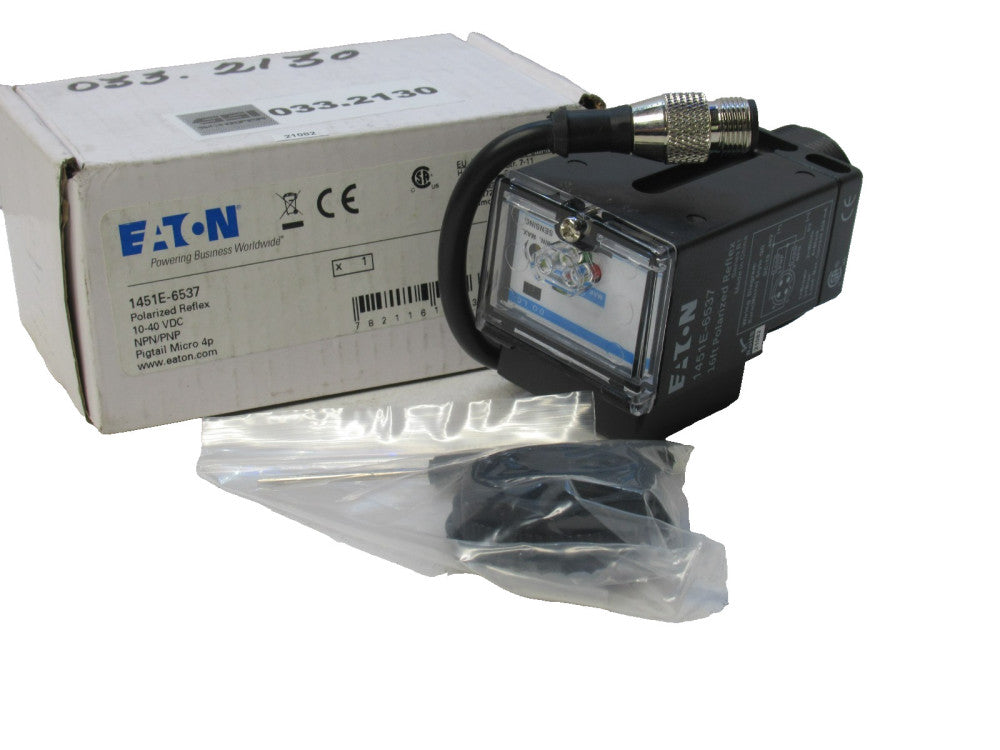 Eaton 1451E-6537 10-40Vdc Polarized Reflex Sensor Pigtail Micro 4P (New)