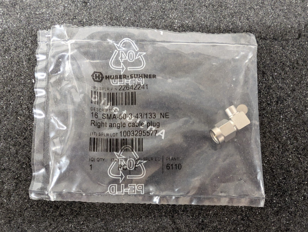 New, Huber & Suhner, 16_SMA-50-3-43/133_NE, SMA CONNECTOR PLUG MALE PIN 50 OHMS