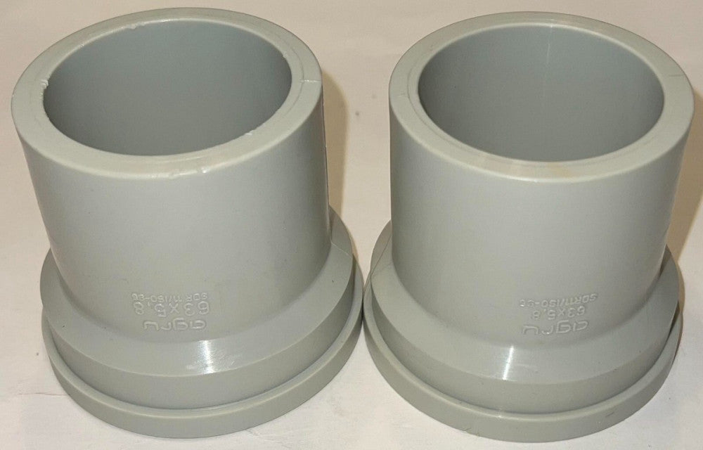 (LOT OF 2) AGRU SDR11 ISO S5 PPR 63 X 5.8 10/1 Piping Half Union