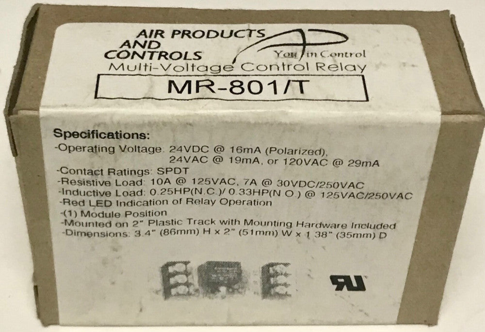 APC AIR PRODUCTS AND CONTROLS MR 801 T Multi Voltage Control Relay MR-801/T SPDT