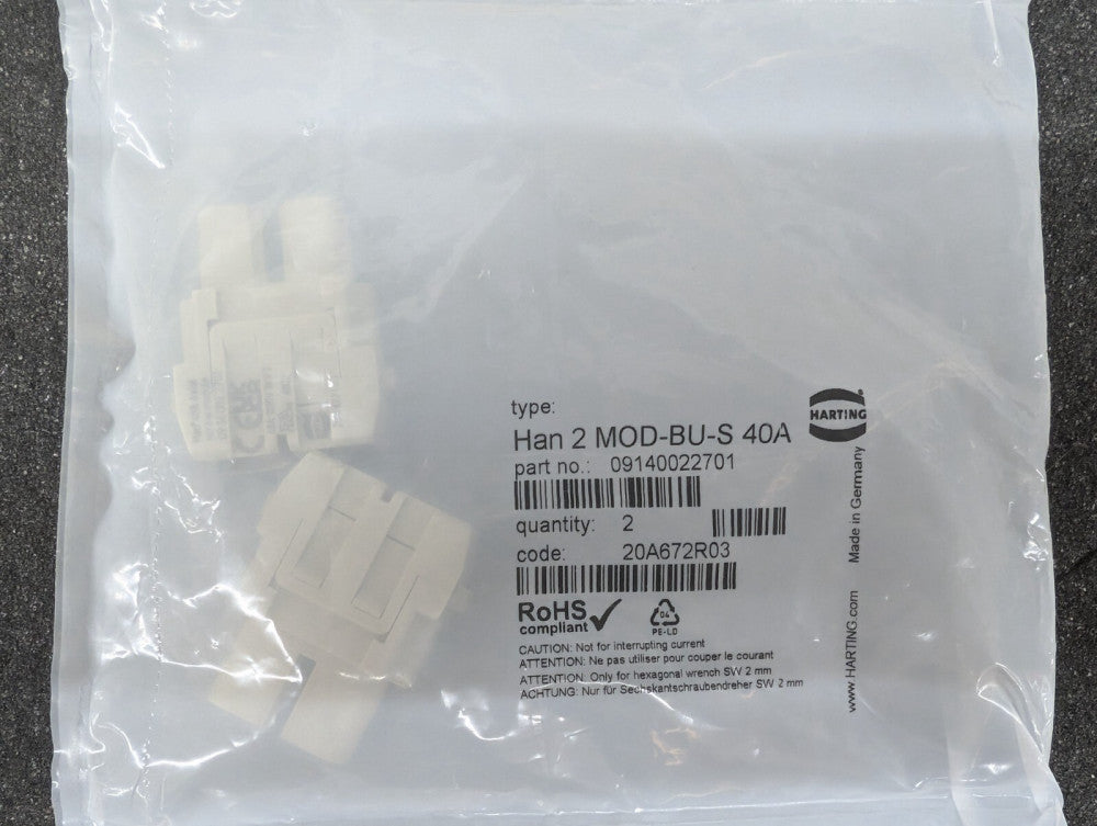 New, Harting, 09140022701, MODULE FEMALE 2POS SCREW
