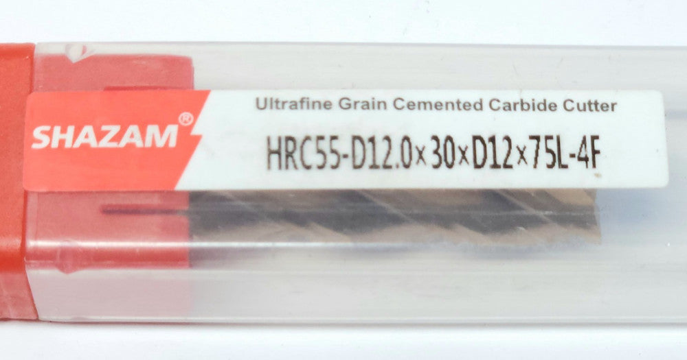 SHAZAM HRC55-D12.0X30XD12X75L-4F 4 Flute Ultra Fine Grain Cemented Carbide Cutte