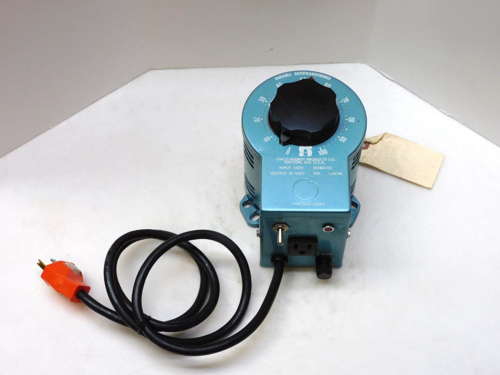Staco Energy Products 033-3504 Variable Autotransformer 0-140VAC 10Amp 1.4kva