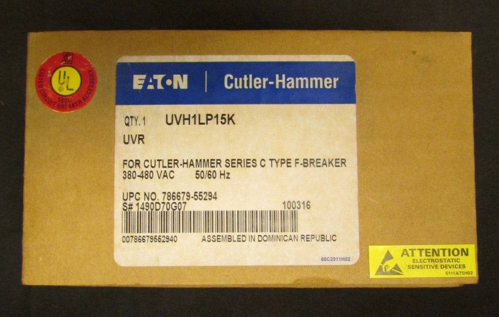 EATON CUTLER HAMMER UVH1LP15K F Breaker Undervoltage Release UVR 1490D70G07