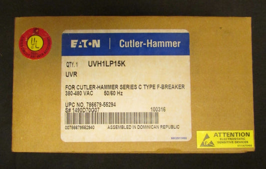 EATON CUTLER HAMMER UVH1LP15K F Breaker Undervoltage Release UVR 1490D70G07