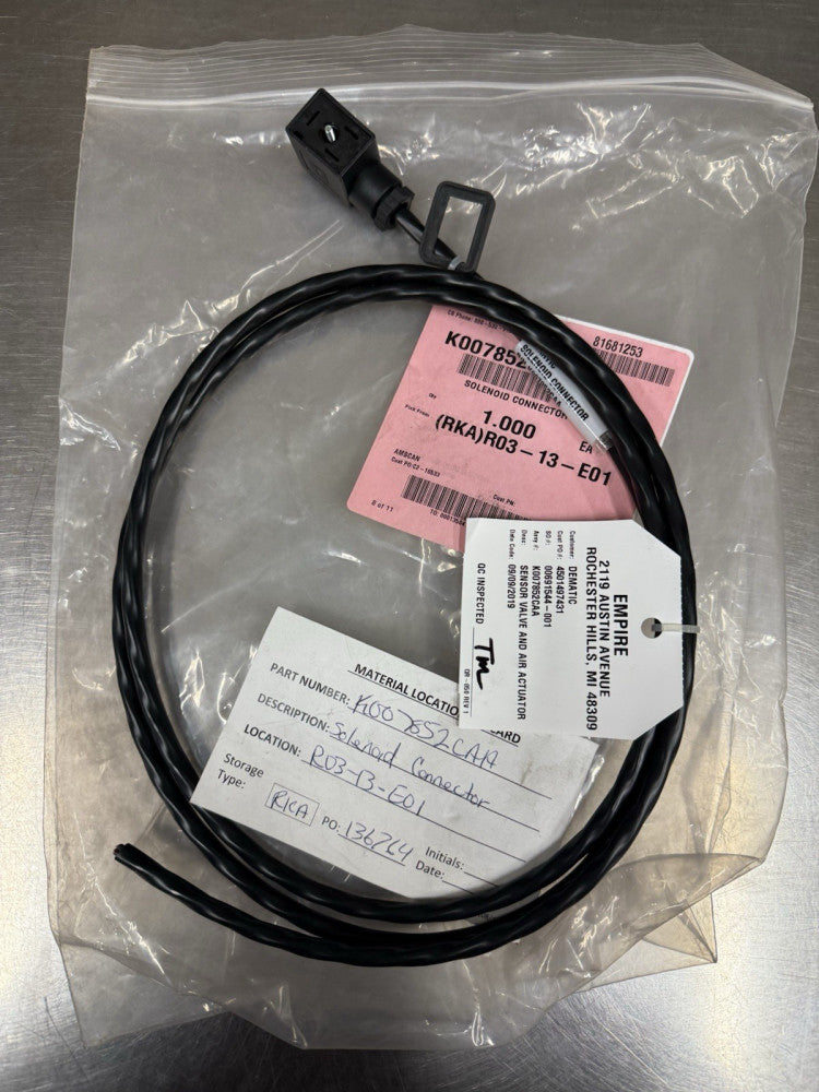 Siemens Dematic K007852CAA Solenoid Connector Cable - New