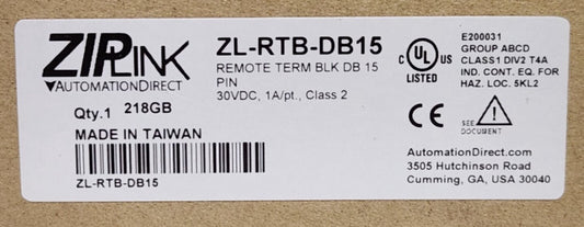 AUTOMATION DIRECT ZIPLINK ZL RTB DB15 Remote Terminal Block Module 30 VDC