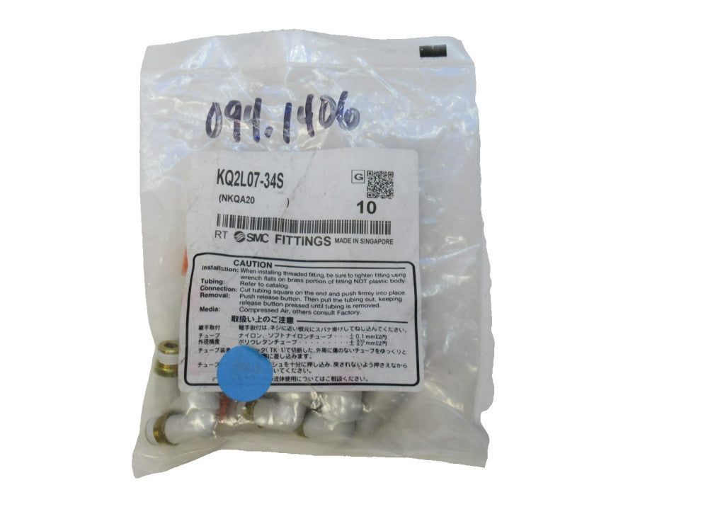 SMC KQ2L07-34S One-Touch Elbow Fitting (New - Pack of 10)