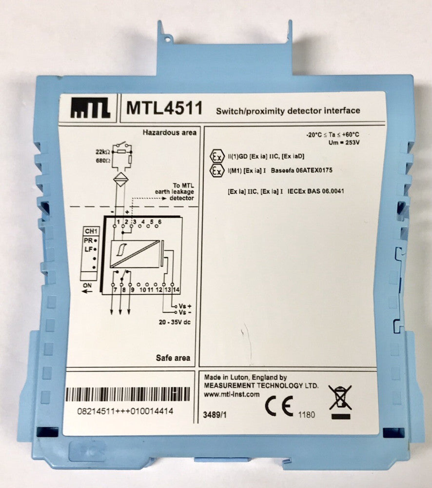 MTL MTL4511 Switch Proximity Detector Interface Safety Module