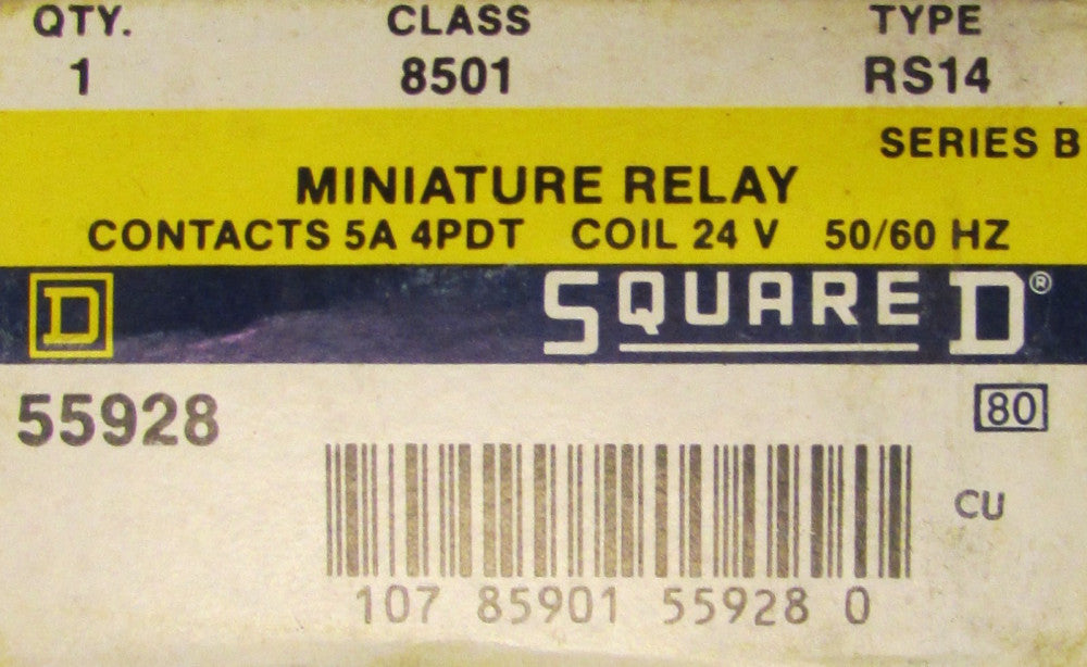 SQUARE D Miniature Relay 24V 5 Amp 4PDT 8501 RS14